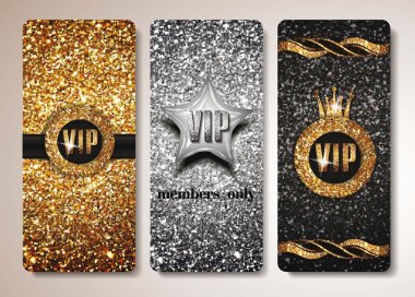 Set of gold and silver VIP cards clipart