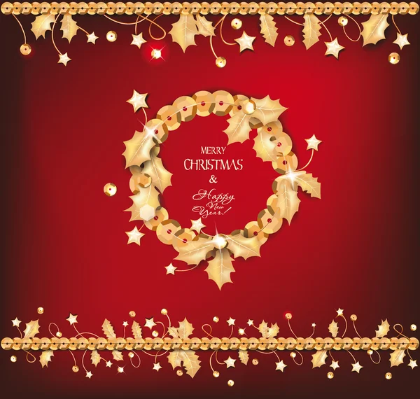 Різдвяна листівка з золотими елементами різдвяного деко — стоковий вектор
