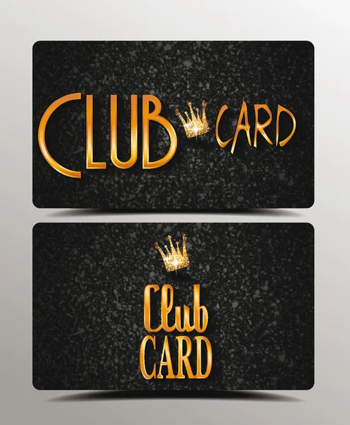Gold club cards with crown — Stock Vector