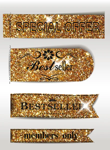 Best Seller and special offer textured gold labels — Stock Vector