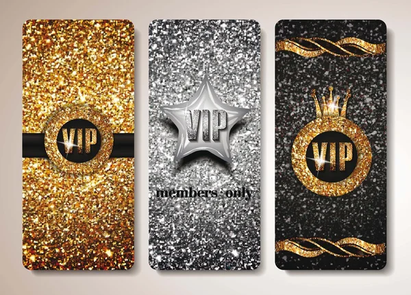 Set of gold and silver VIP cards — Stock Vector