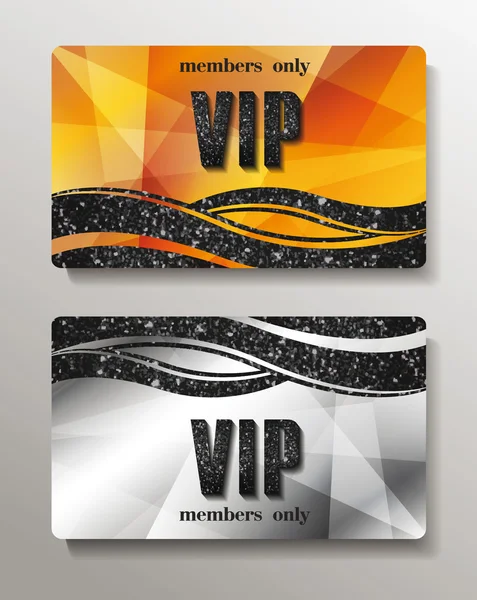 Gold and silver VIP cards with abstract background — Stock Vector