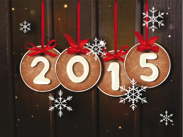 Vánoční obrázek s cookies 2015 a snowflackes — Stockový vektor