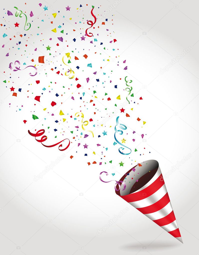 Holiday colorful banners with confetti and Party Hat
