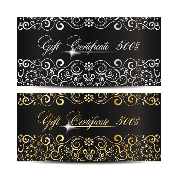 Oro elegantes certificados de regalo — Vector de stock