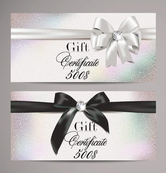 Elegant gift certificates with silk ribbons — Stock Vector