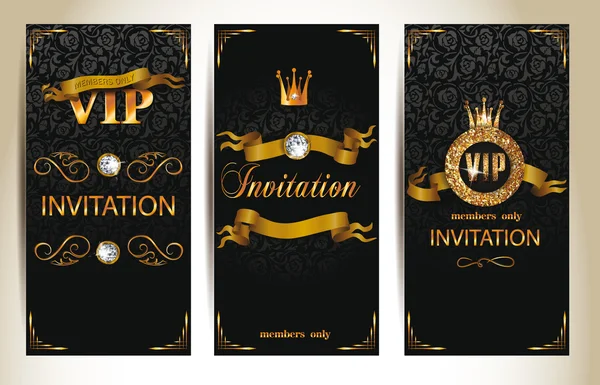 Set of VIP elegant invitation cards — Stock Vector