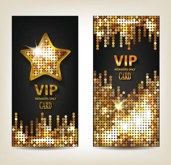 Bannières brillants VIP avec fond disco — Image vectorielle