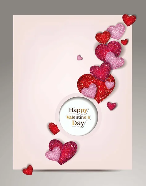 Holiday rose valentine's card with textured hearts — Stock Vector