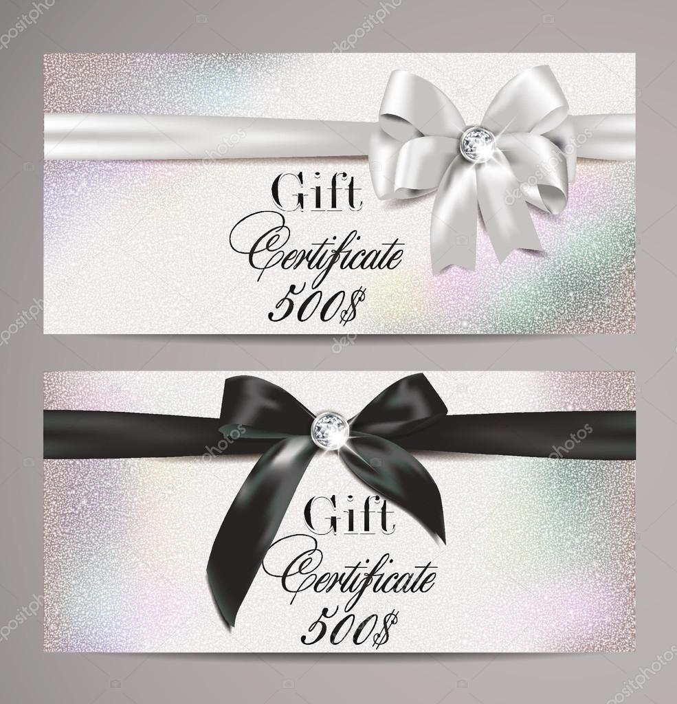 Elegant gift certificates with silk ribbons