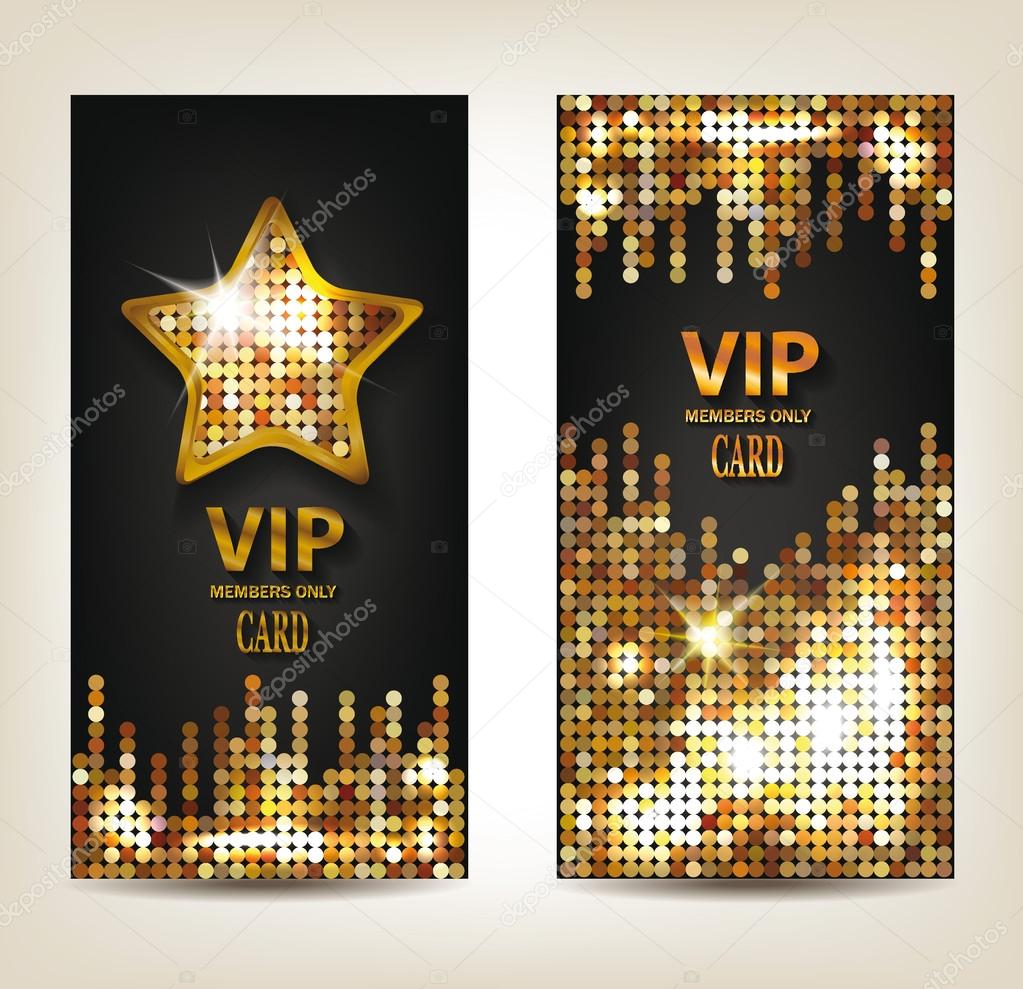 VIP shiny banners with disco background