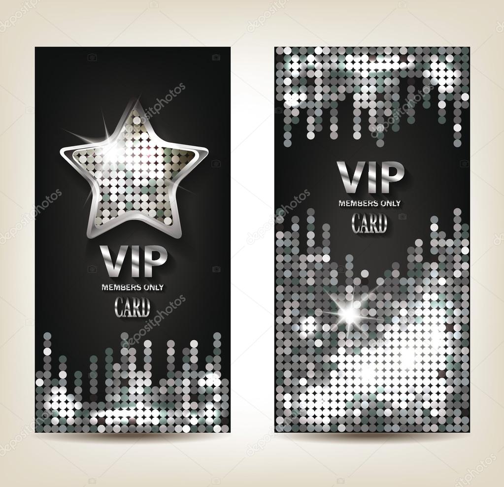 VIP shiny silver banners with disco background