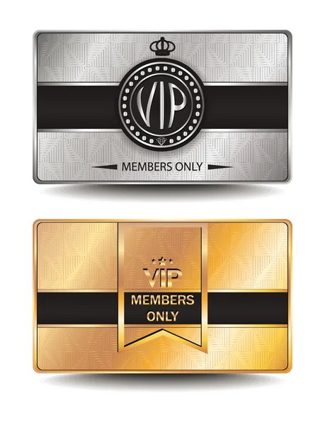 Carte di VIP argento e oro con texture geometrica — Vettoriale Stock