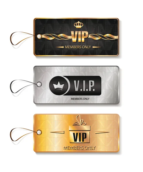 Set of VIP tags with geometric texture — Stock Vector