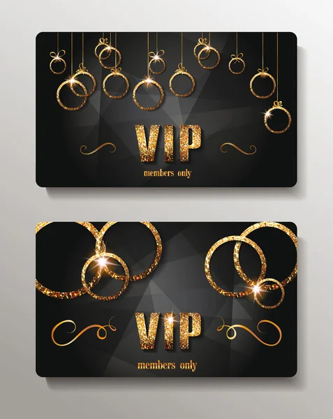 VIP κάρτες με λαμπερό χρυσό κύκλους — Διανυσματικό Αρχείο