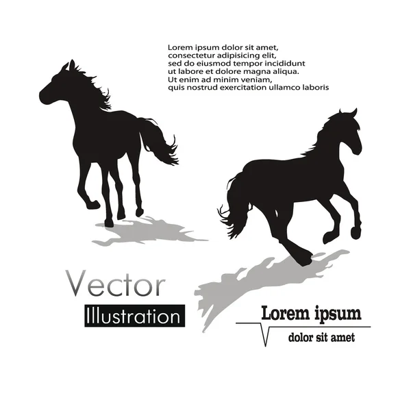 Paard silhouetten — Stockvector