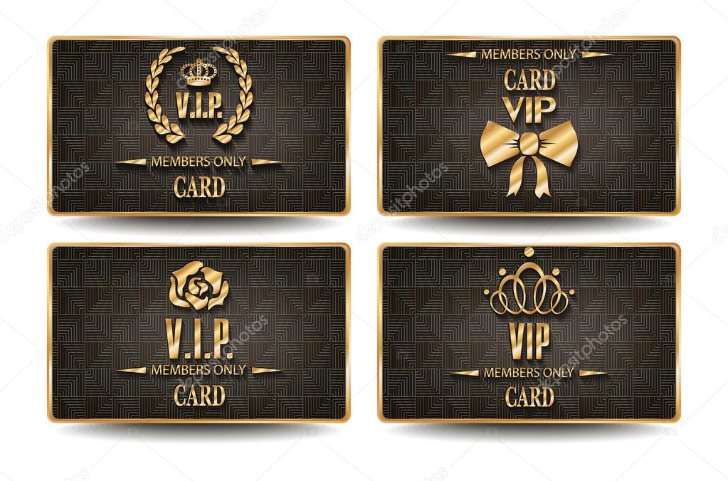Set of elegant VIP cards with geometric texture