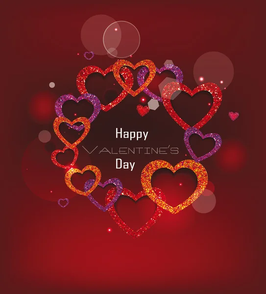 Carte de Saint Valentin avec un cœur texturé sur l'arrière-plan rouge évenement — Image vectorielle