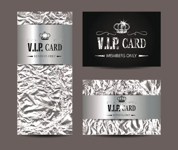 VIP silver cards with foil background — Stock Vector