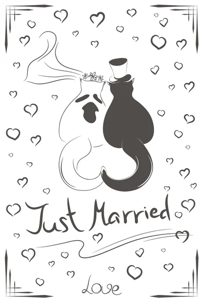 Pareja de gatos solo casados — Archivo Imágenes Vectoriales
