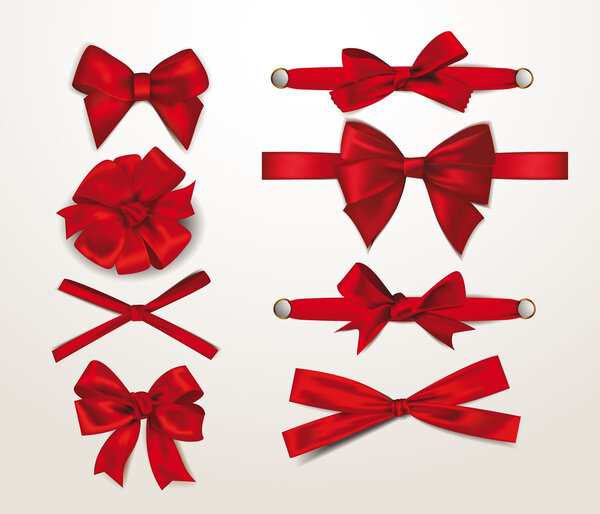 Set of elegant red silk bows