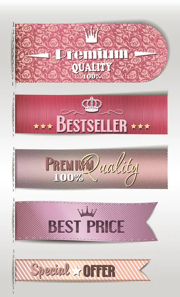 Ensemble de best Seller et les meilleures étiquettes textile de qualité — Image vectorielle