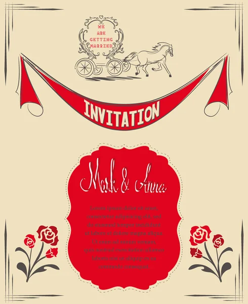 Bröllop inbjudningskort med vintage designelement — Stock vektor