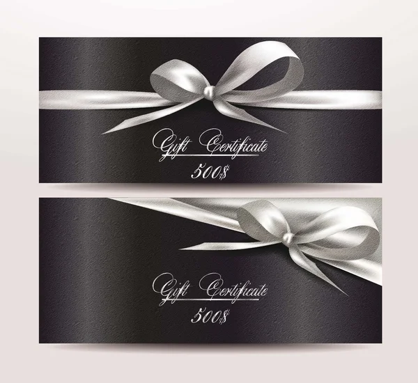 Elegant gift certificates with silk ribbons — Stock Vector