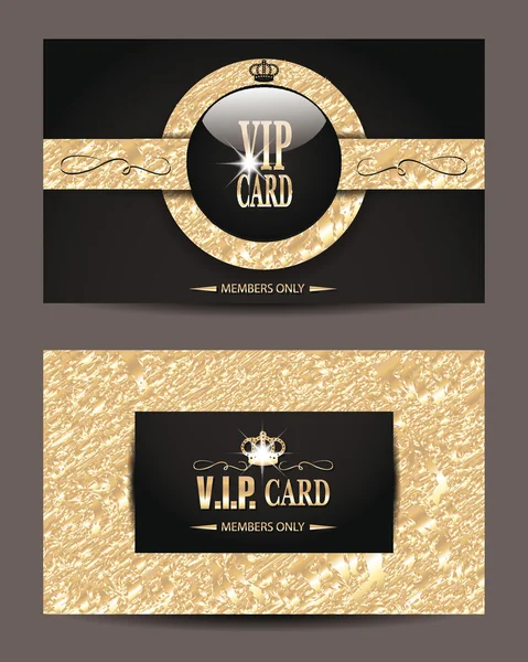 Conjunto de tarjetas elegantes del Vip con fondo de textura de goldfoil Gráficos vectoriales