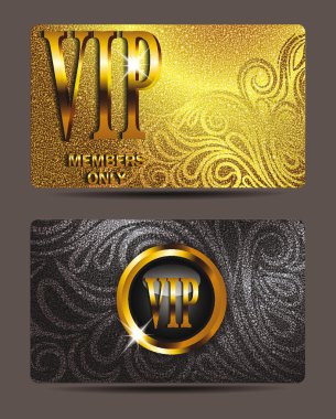 Vip altın kart çiçek tasarım öğeleri ve dokulu arka plan