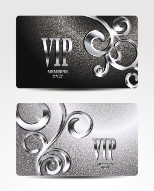 Çiçek tasarım elemanları ile gümüş Vip kart