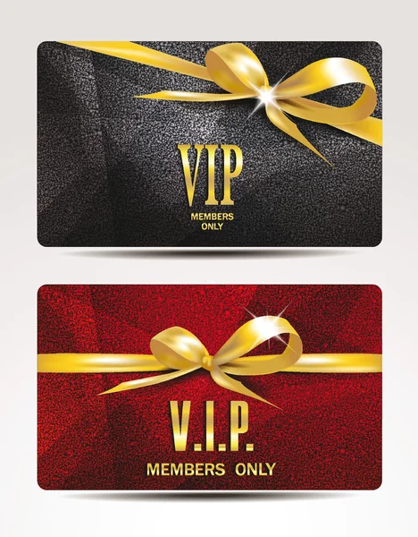 Tarjetas VIP con cintas de oro — Vector de stock