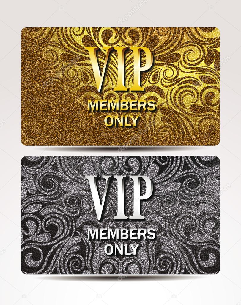 Gold VIP textured cards with floral design