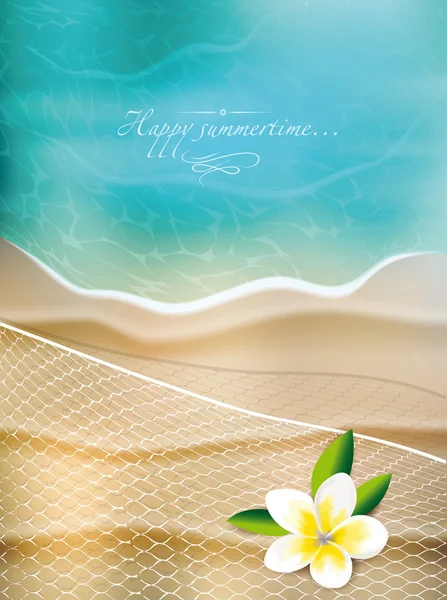 Summertime background with flower and fishnet — Stock Vector