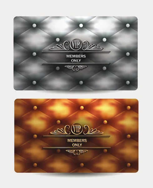 VIP vintage cards with leather texture — Stock Vector