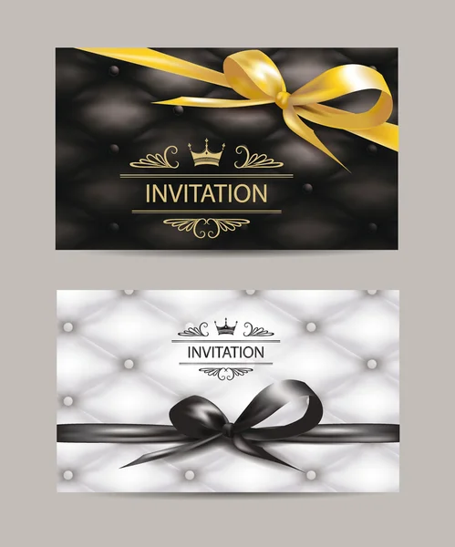 VIP vintage invitation cards with leather texture — Stock Vector