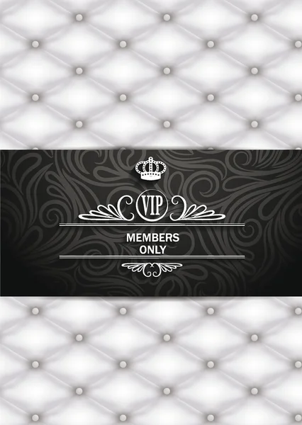 VIP cartão vintage branco e preto com textura de couro — Vetor de Stock