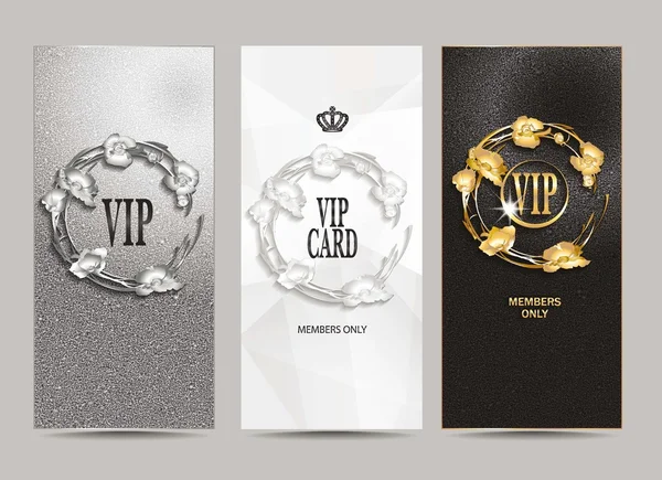 Eleganti carte VIP con disegno floreale Illustrazioni Stock Royalty Free