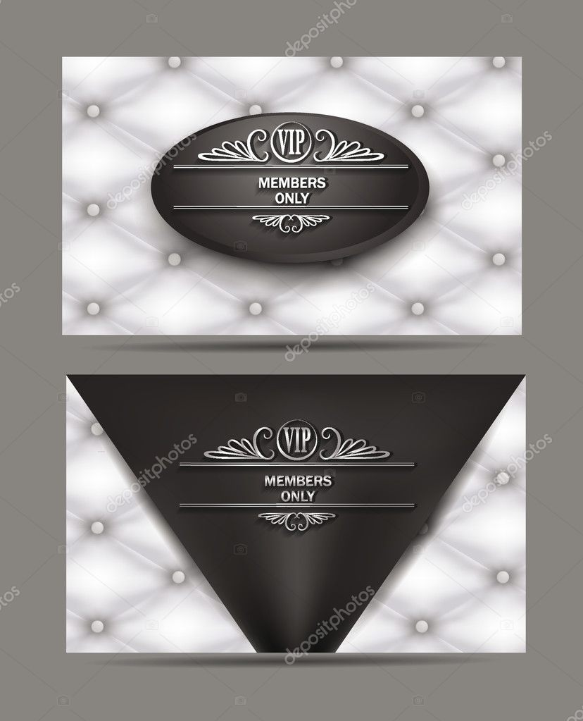 VIP black and white vintage card with leather texture