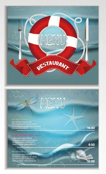 해산물 레스토랑 메뉴 제목 페이지 — 스톡 벡터
