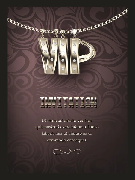 Carte d'invitation VIP élégante avec chaîne en argent et design floral Graphismes Vectoriels