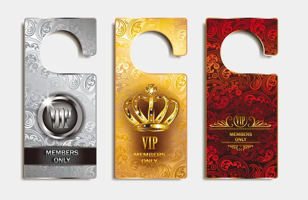 Set of VIP door tags with floral design Royalty Free Stock Vectors