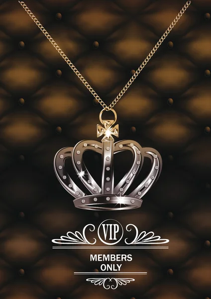 VIP elegant card with crown and leather design Vector Graphics