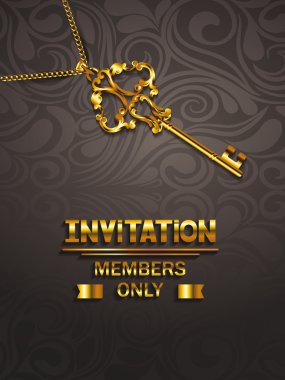 VIP şık davetiye ile anahtar ve çiçek tasarım