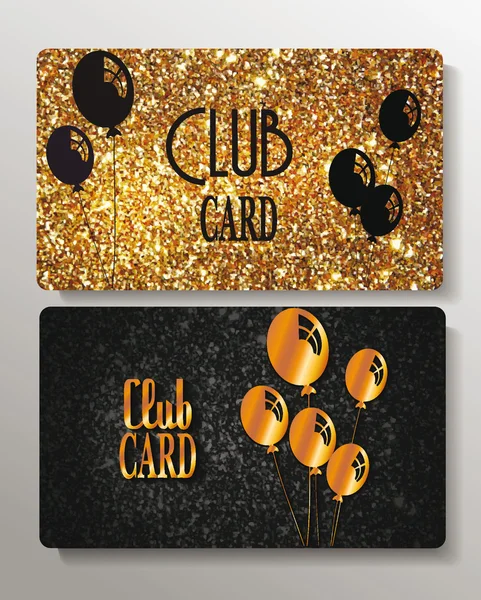 Gold VIP cards with air balloon on the textured background — Stock Vector