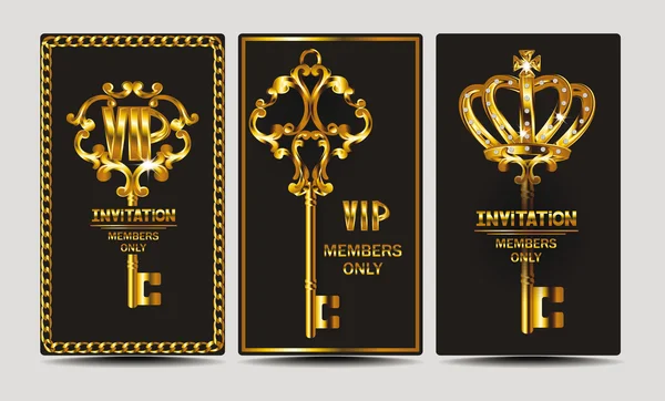 VIP convite cartão elegante com chave e design floral —  Vetores de Stock