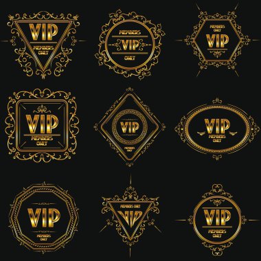 Set of gold luxury floral VIP frames