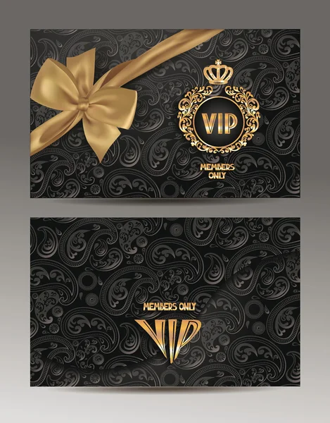 Gold and black envelopes with floral design and gold silk ribbon — ストックベクタ