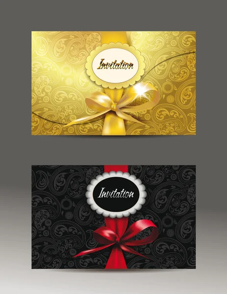 Envelopes de convite elegantes com fitas de seda —  Vetores de Stock