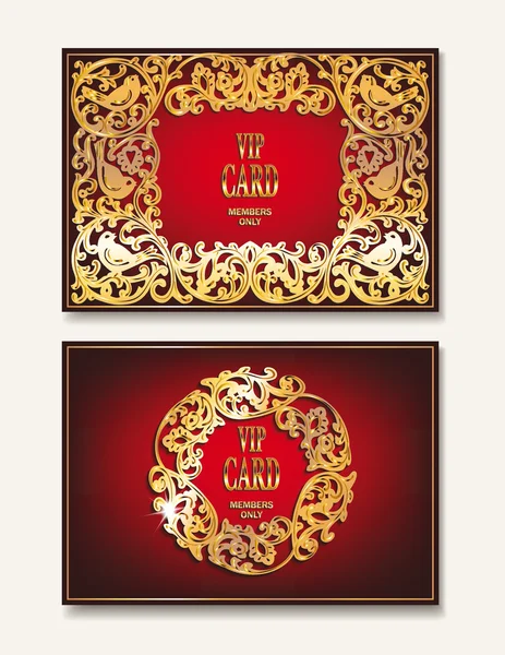 VIP красный конверт с элементами цветочного дизайна и птицами — стоковый вектор